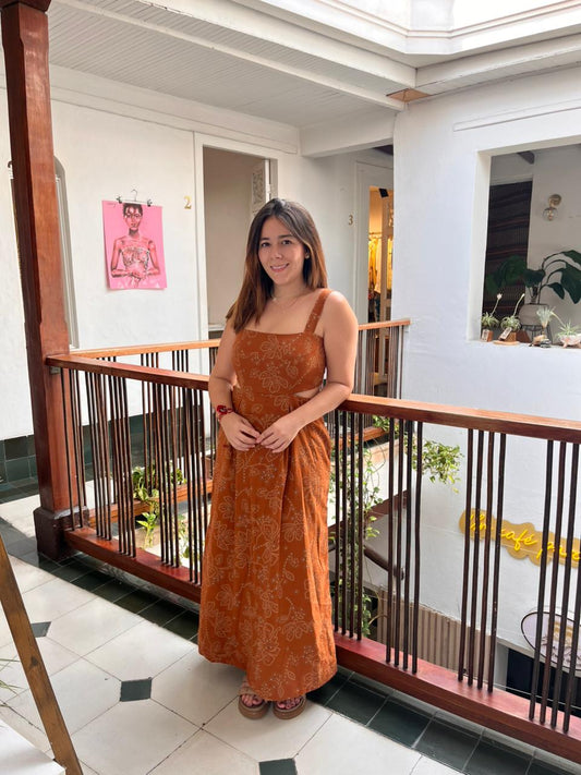 Vestido Aura Hoja Rota Terracota