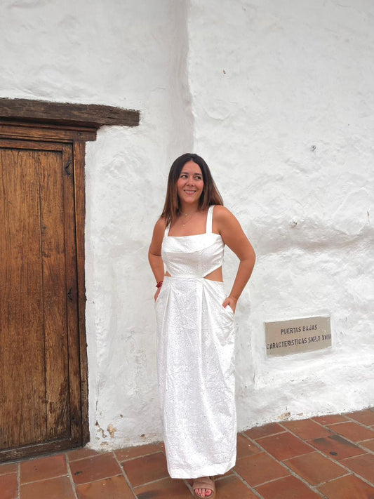 Vestido Aura Hoja Rota Blanco