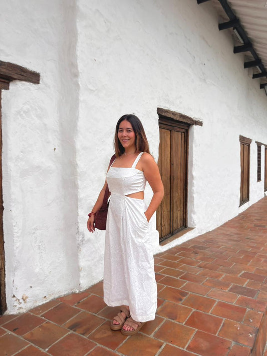 Vestido Aura Hoja Rota Blanco