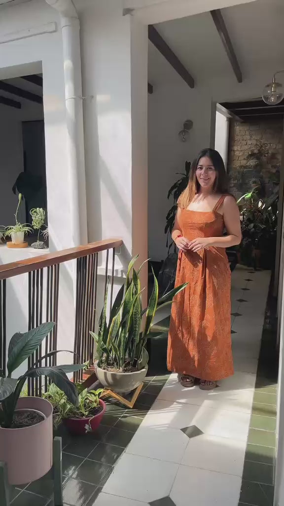 Vestido Aura Hoja Rota Terracota