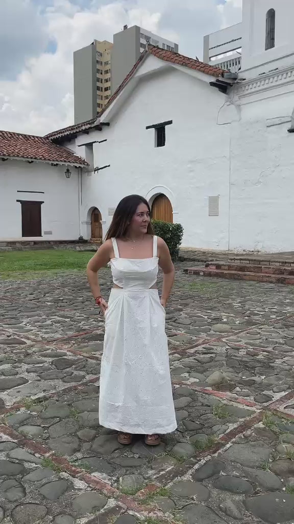 Vestido Aura Hoja Rota Blanco